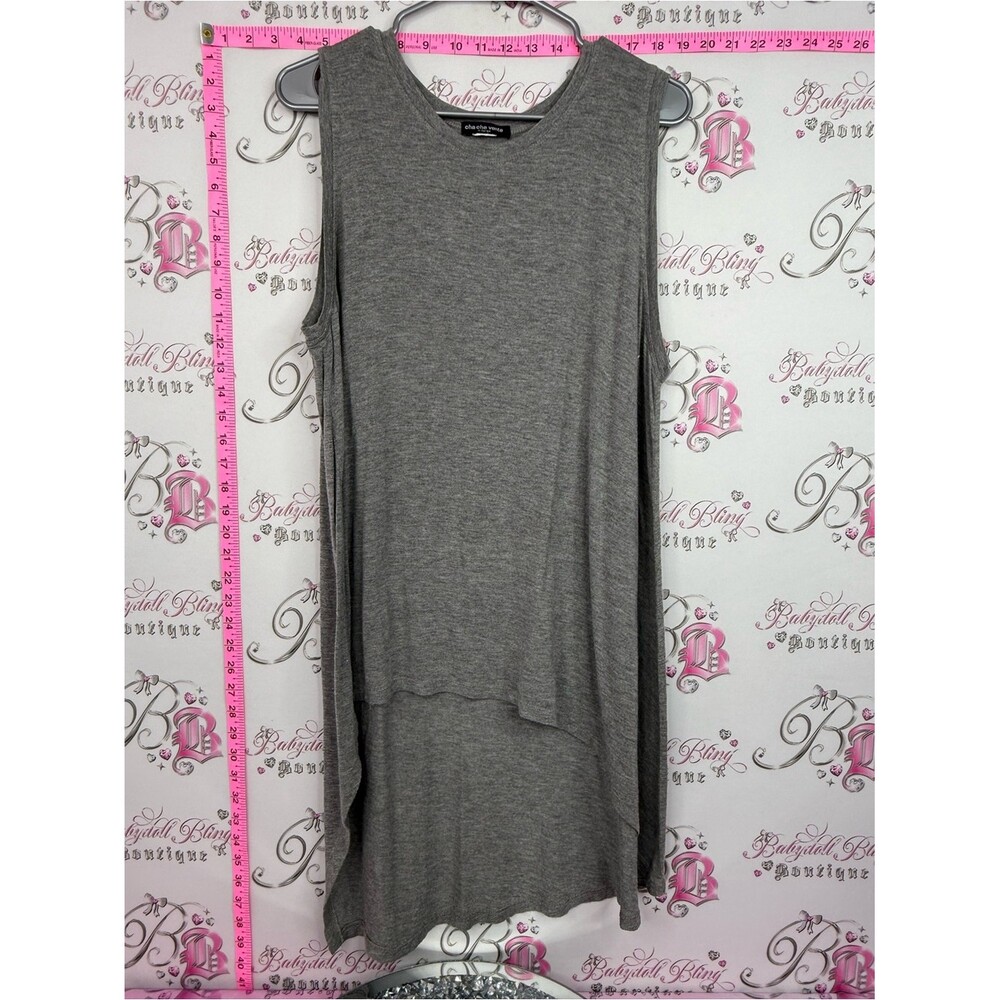 cha cha vente Gray Sleeveless Draped High-Low Tunic tank or dress